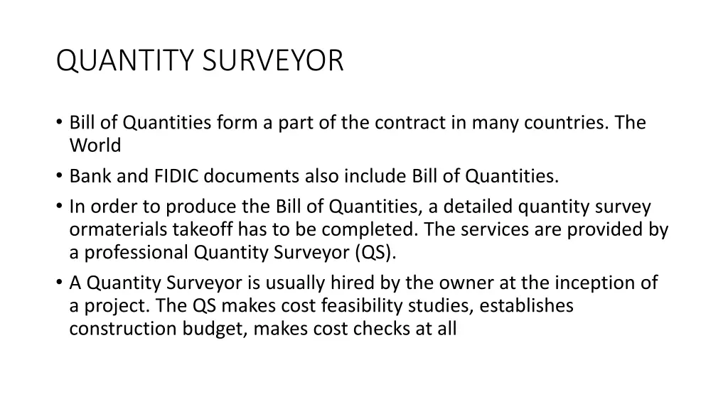 quantity surveyor