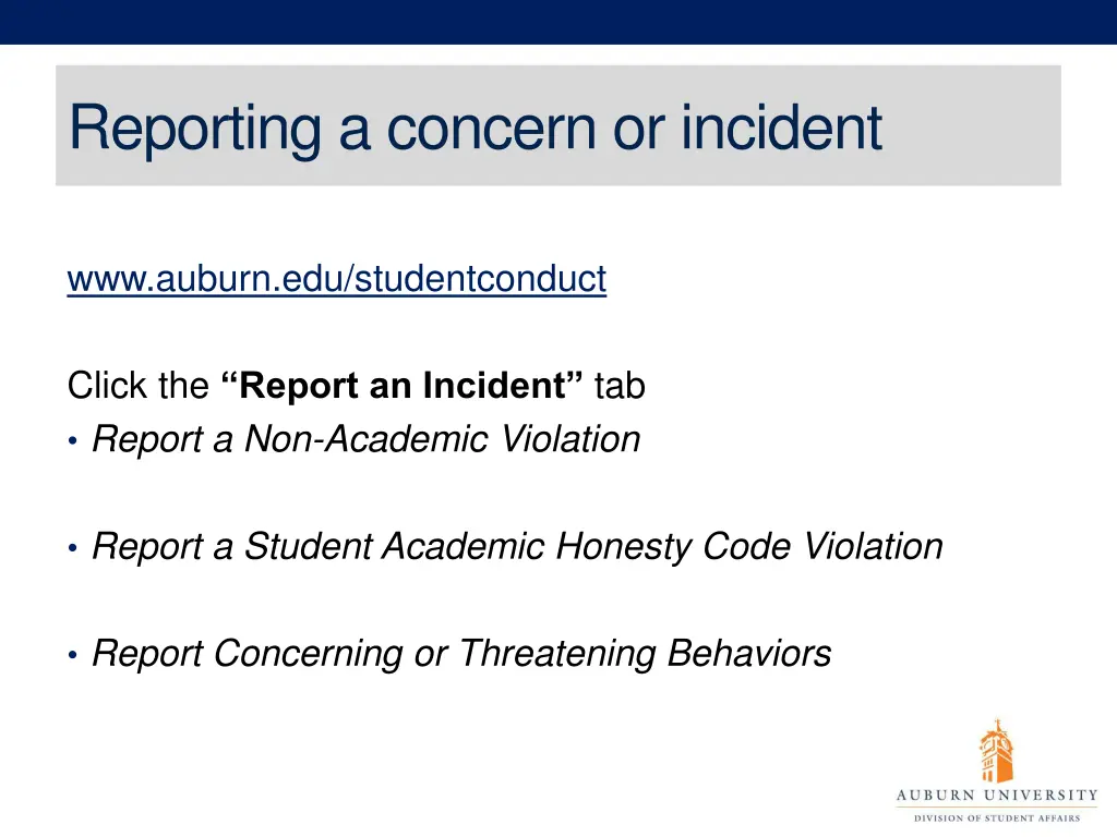 reporting a concern or incident