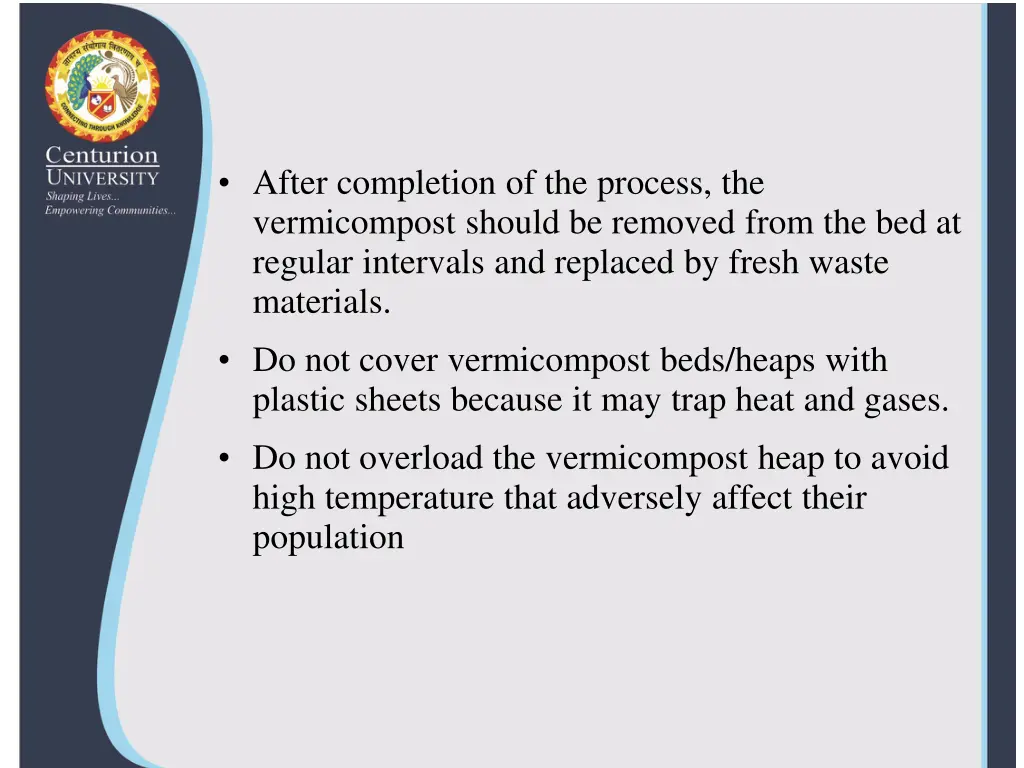 after completion of the process the vermicompost
