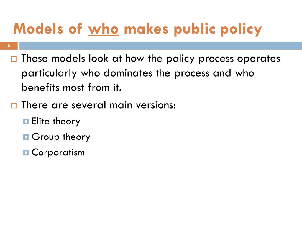 6 models of who makes public policy