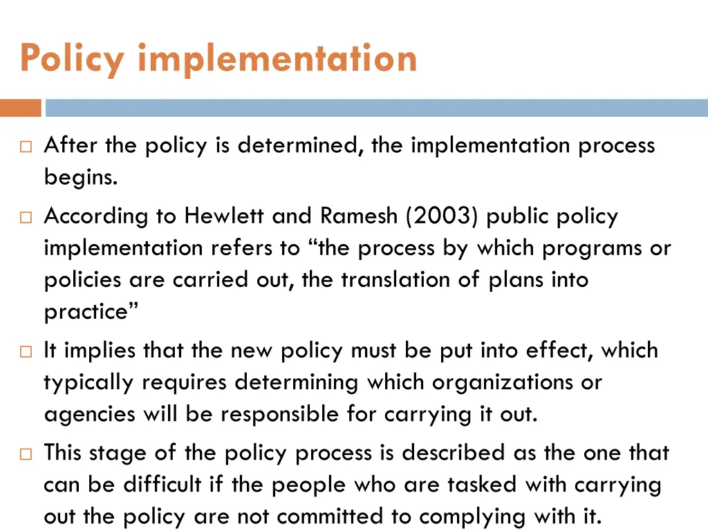 policy implementation