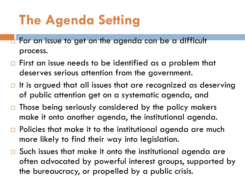 the agenda setting