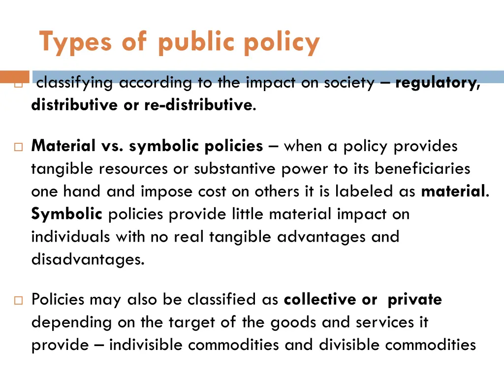 types of public policy