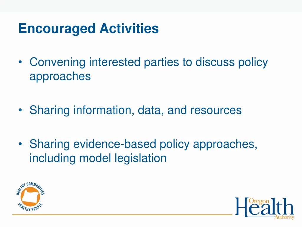 encouraged activities
