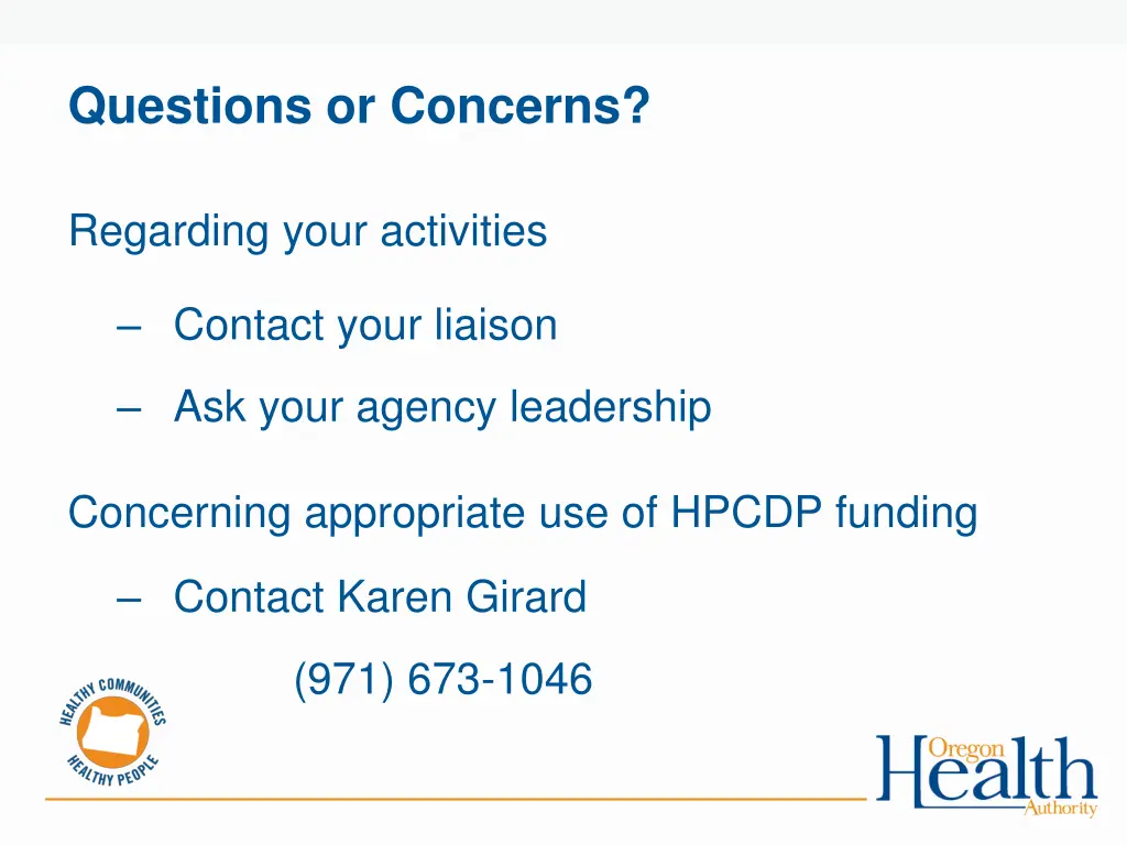 questions or concerns