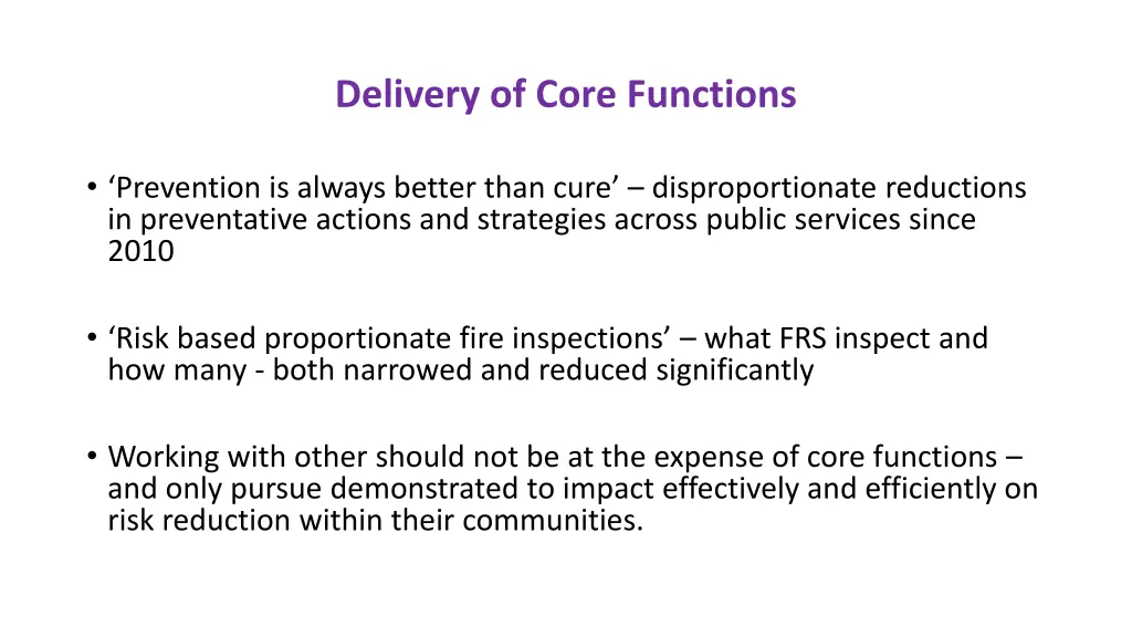 delivery of core functions
