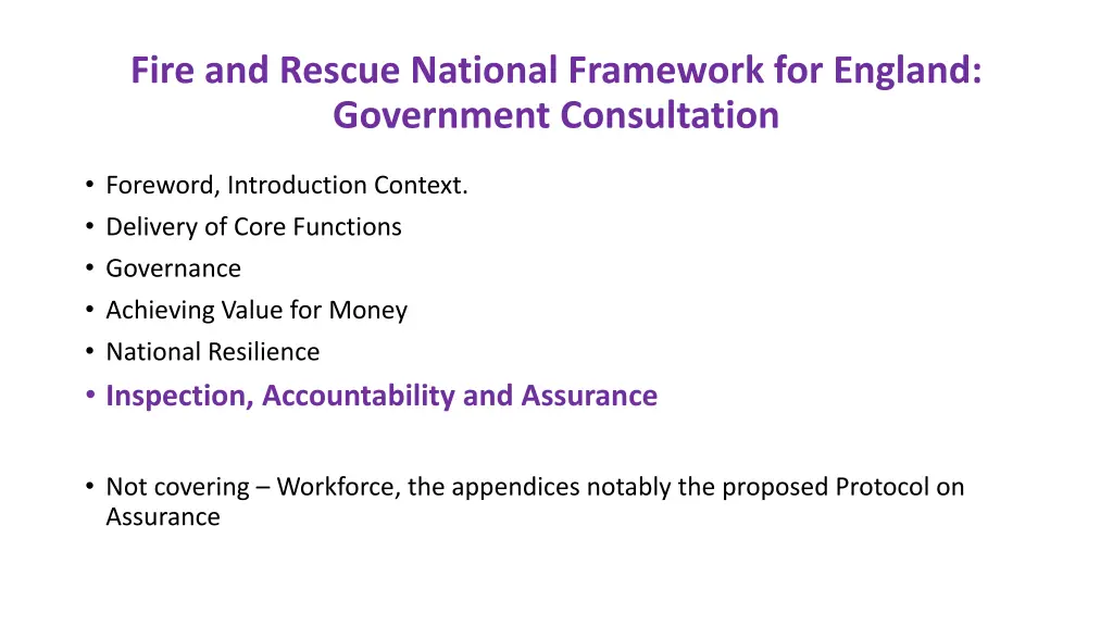fire and rescue national framework for england