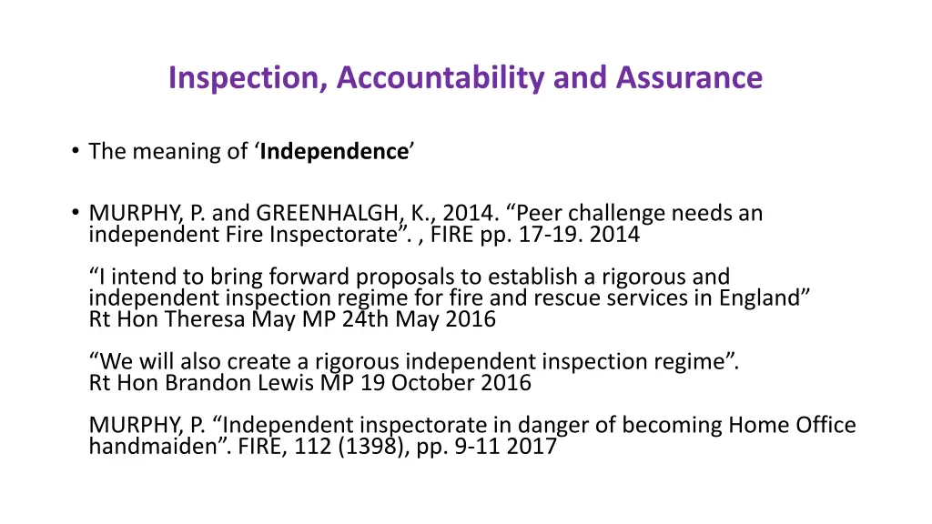 inspection accountability and assurance