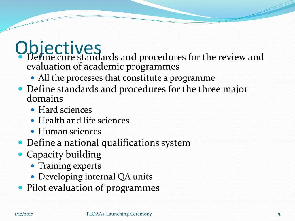 objectives define core standards and procedures