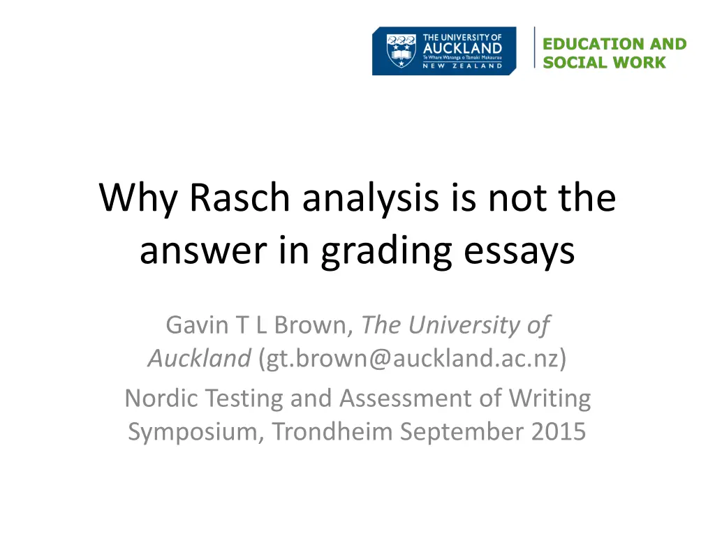 why rasch analysis is not the answer in grading
