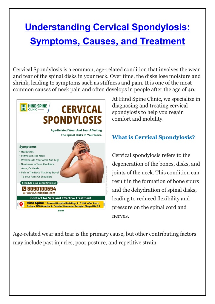 understanding cervical spondylosis symptoms