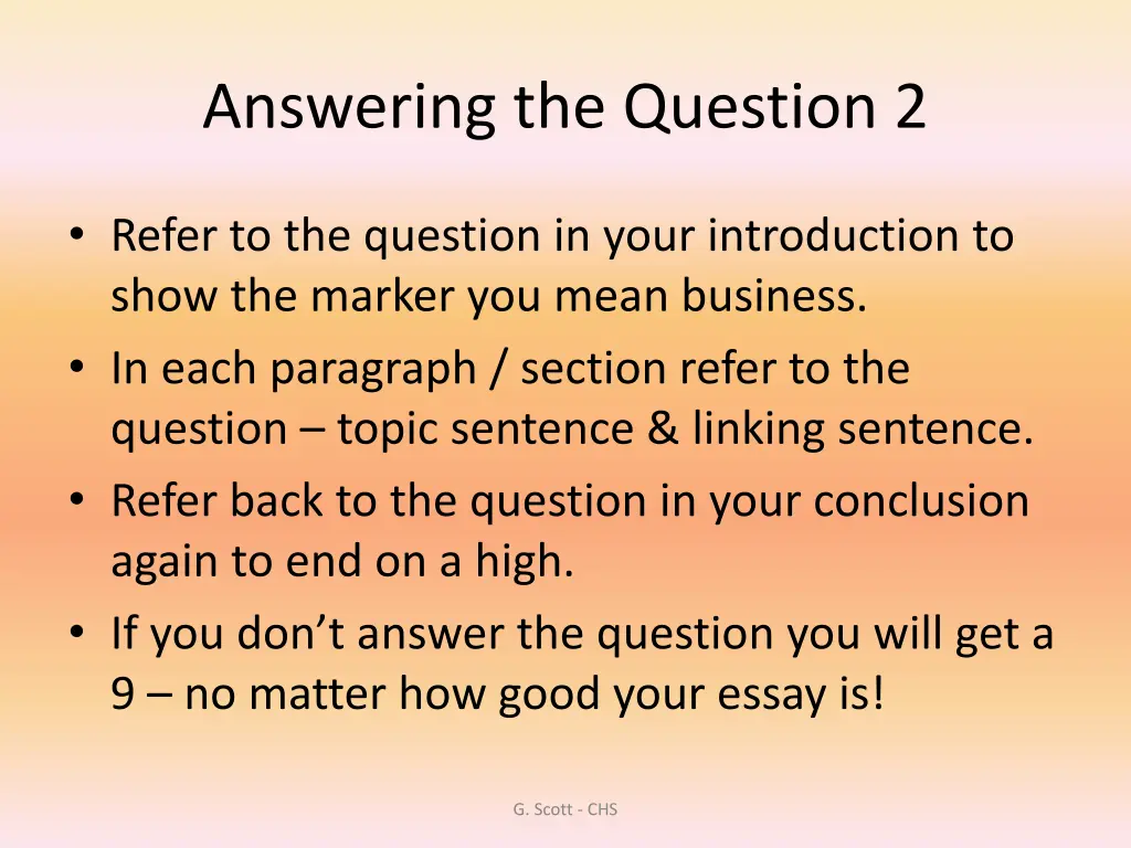 answering the question 2