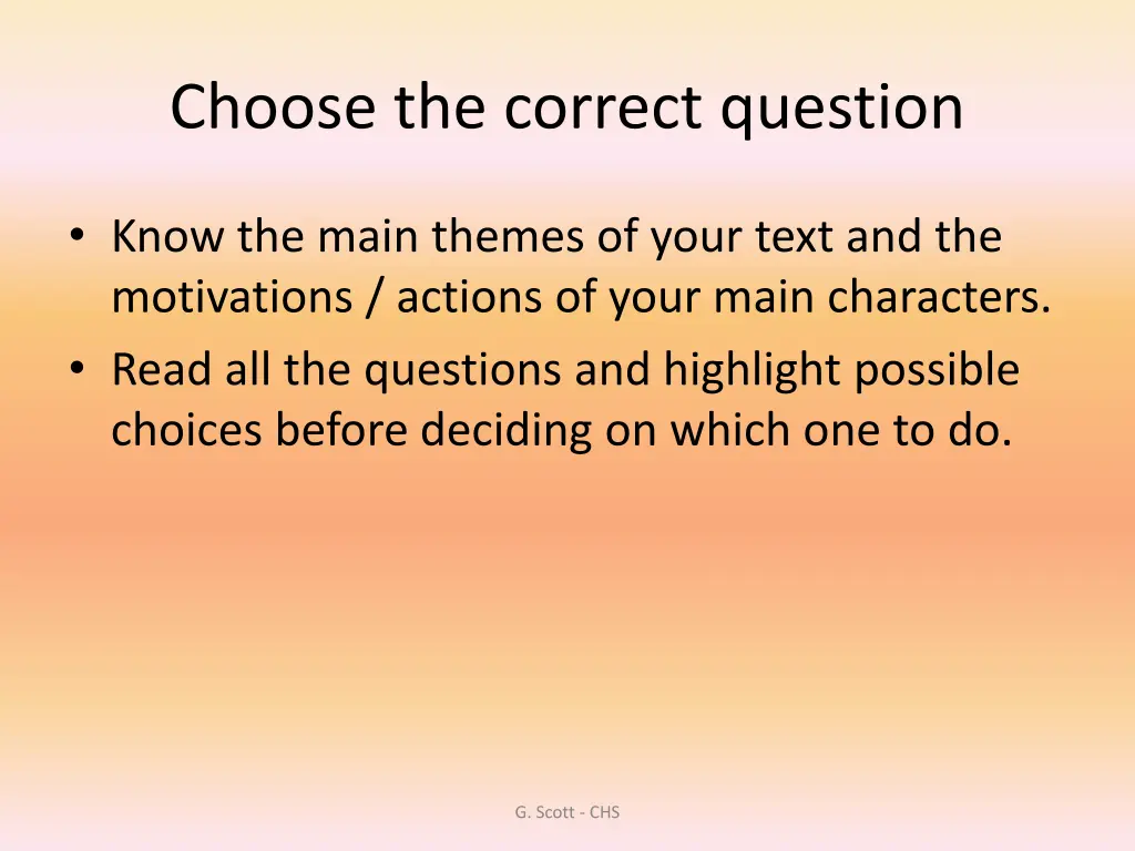 choose the correct question