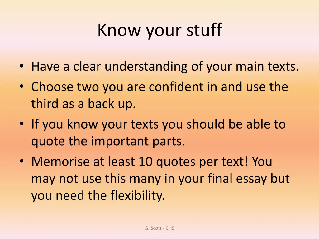 know your stuff