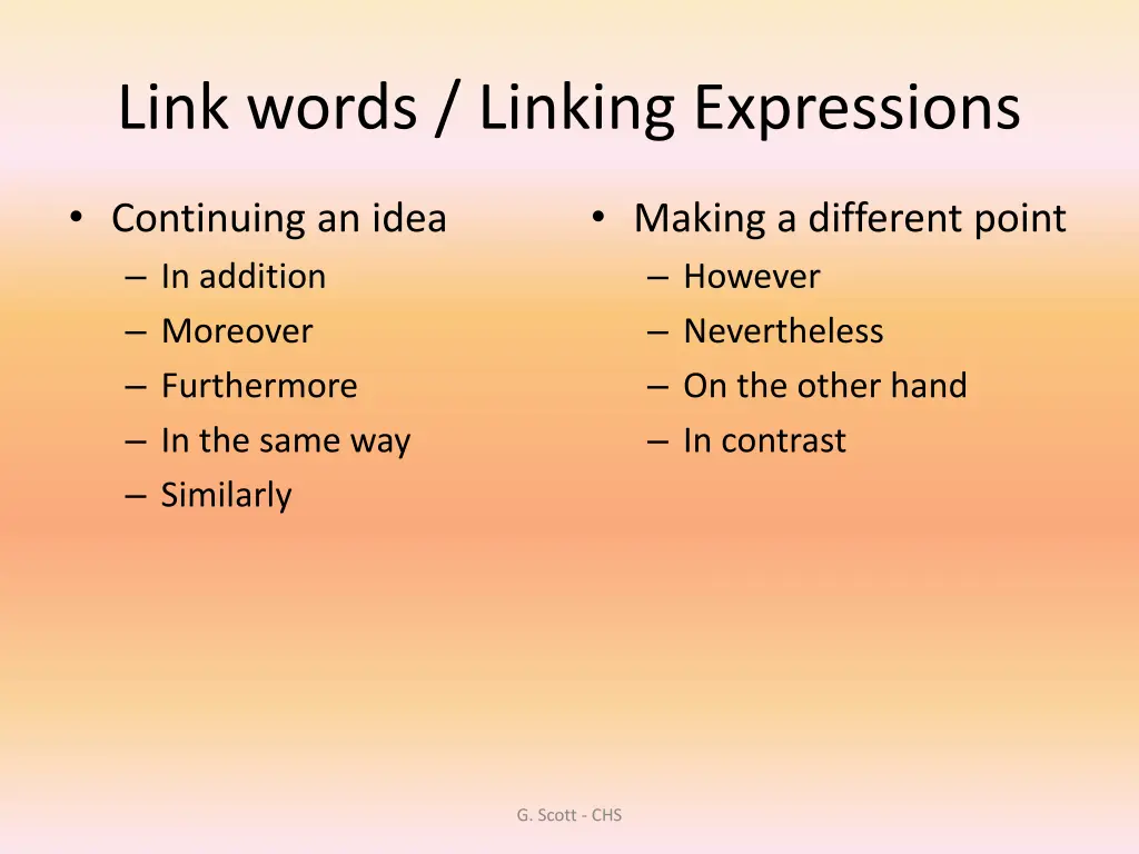 link words linking expressions
