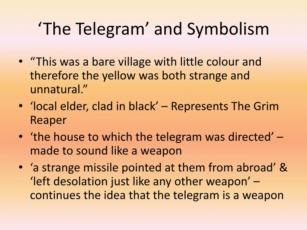 the telegram and symbolism