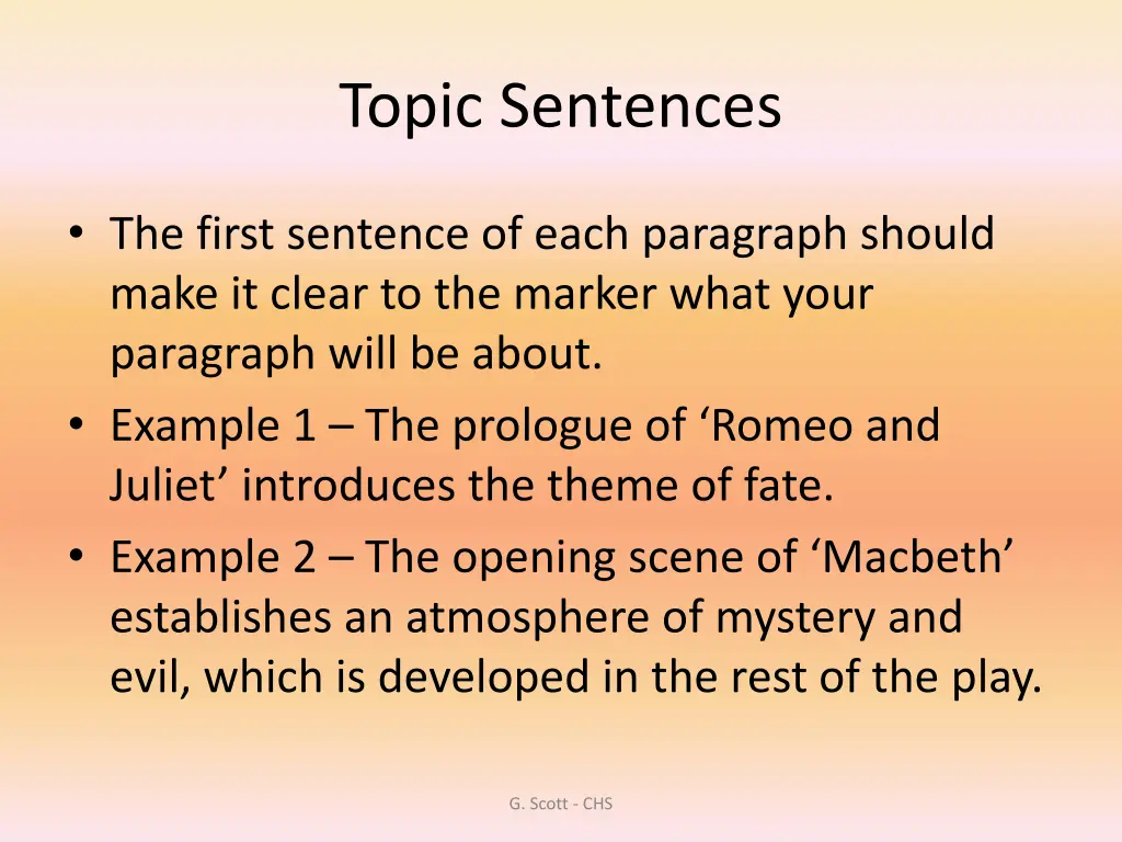 topic sentences