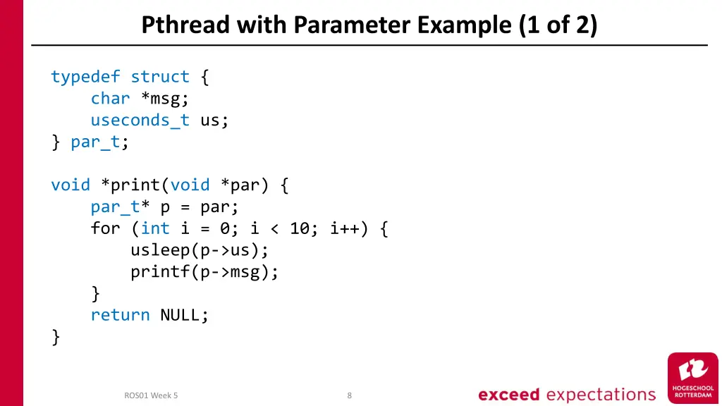 pthread with parameter example 1 of 2
