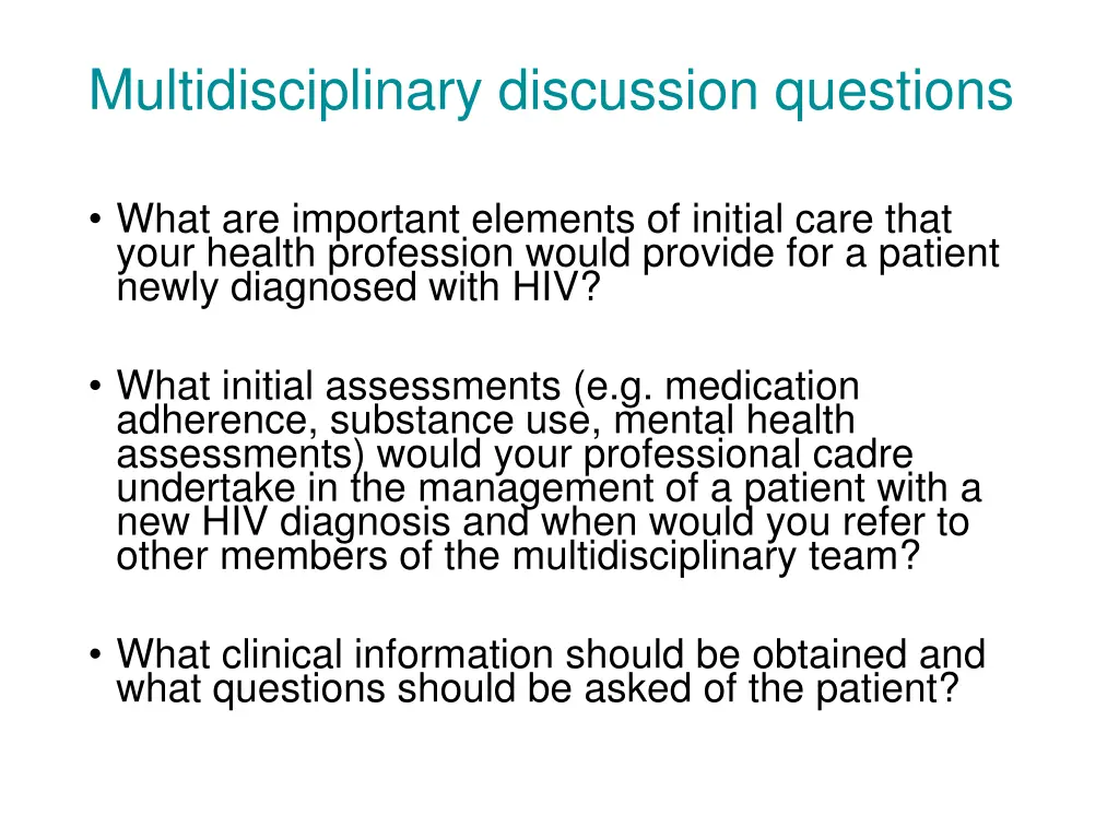 multidisciplinary discussion questions