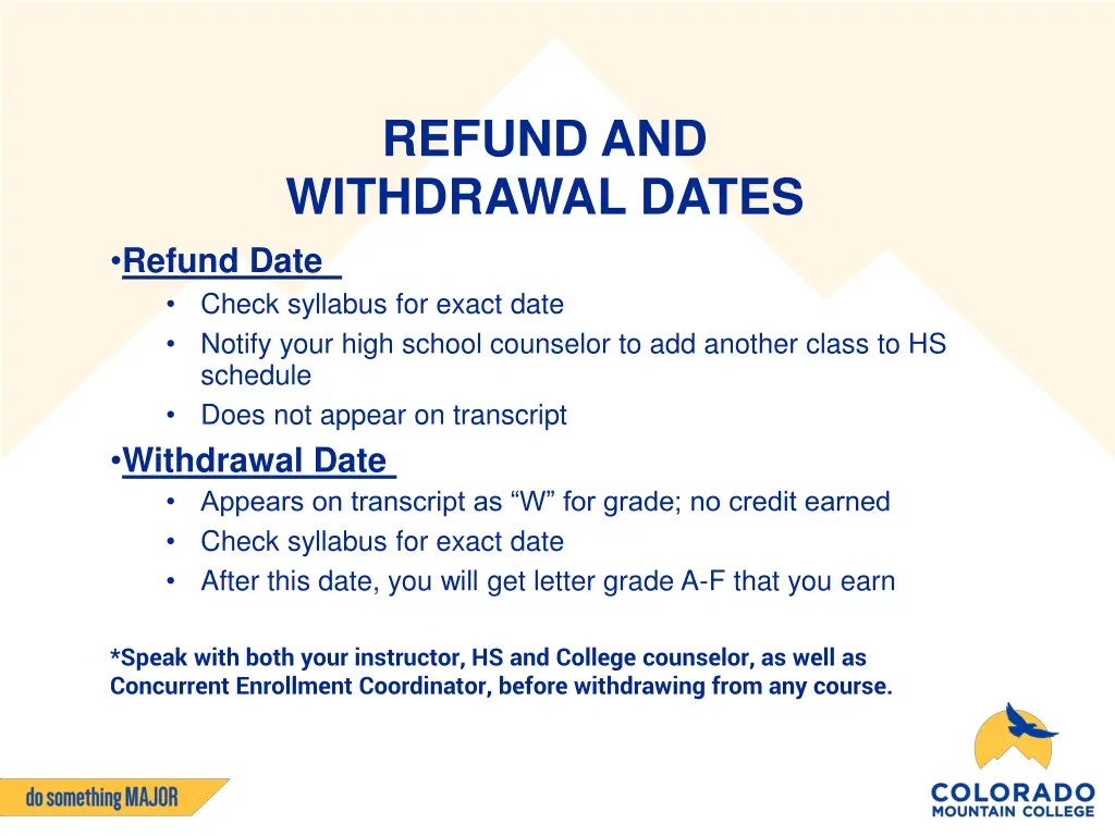 refund and withdrawal dates refund date check