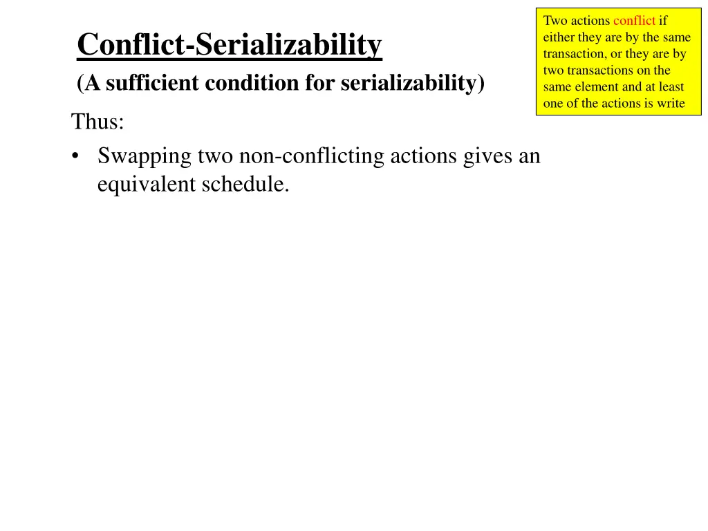 two actions conflict if either they