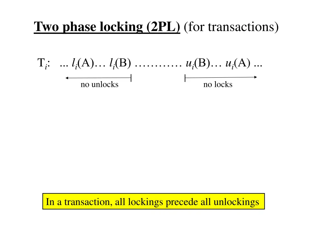 two phase locking 2pl for transactions