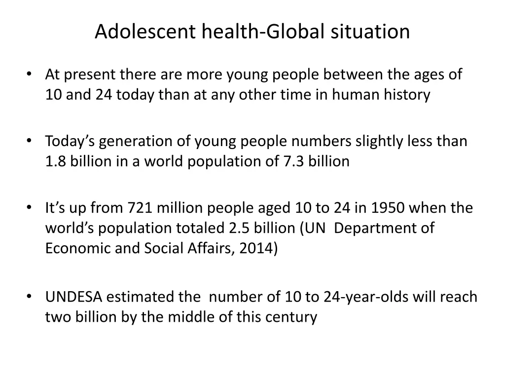 adolescent health global situation 1