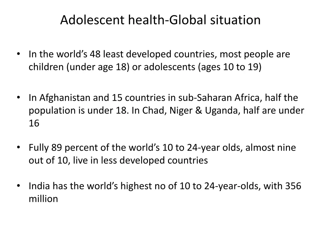 adolescent health global situation 2
