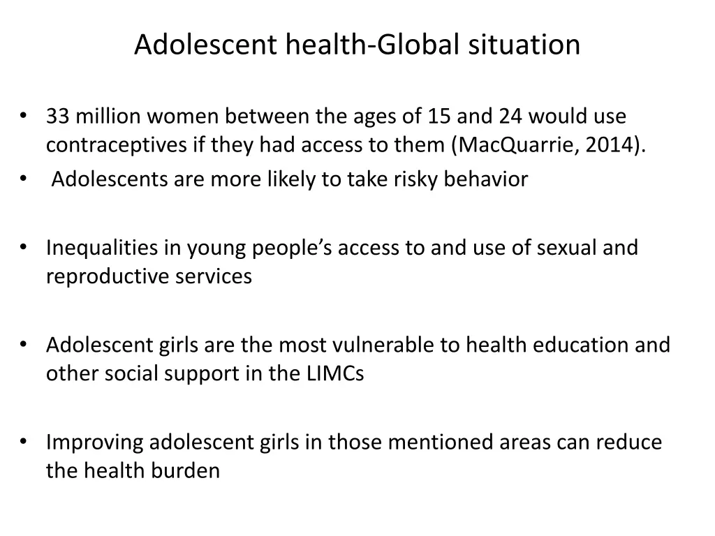 adolescent health global situation 7