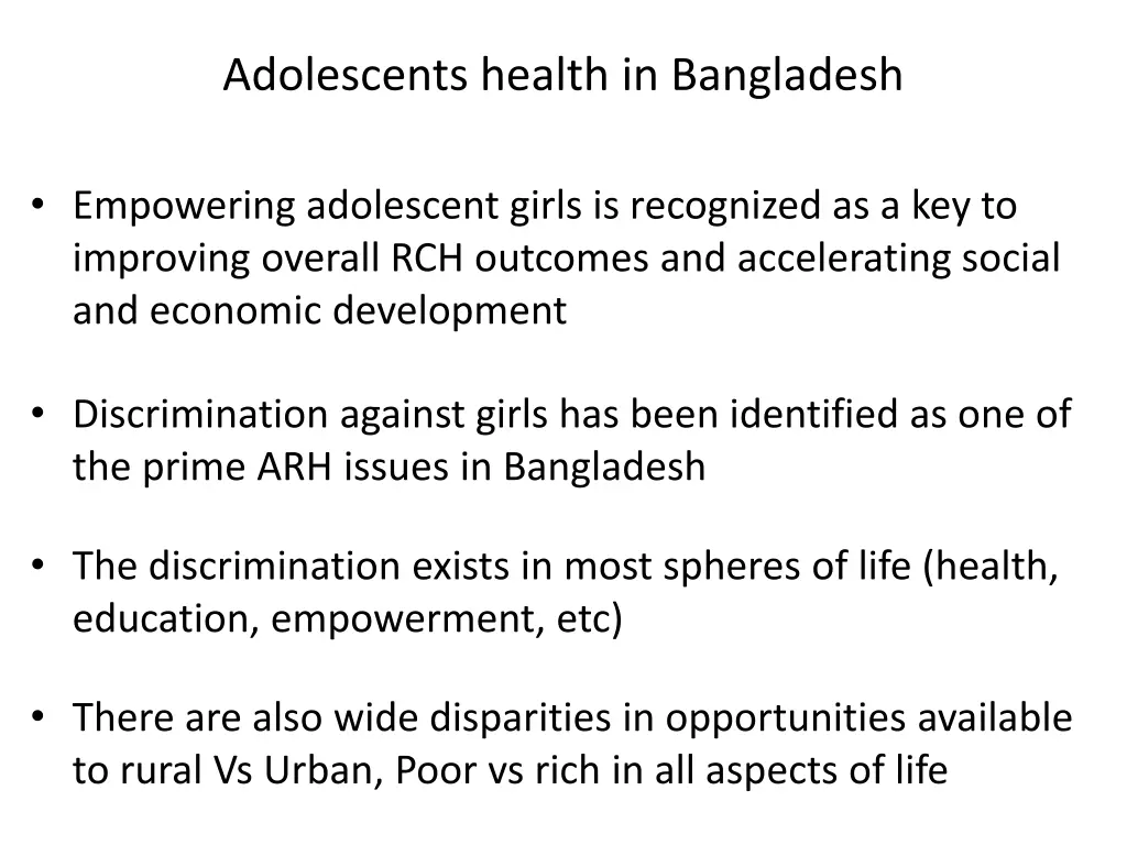 adolescents health in bangladesh