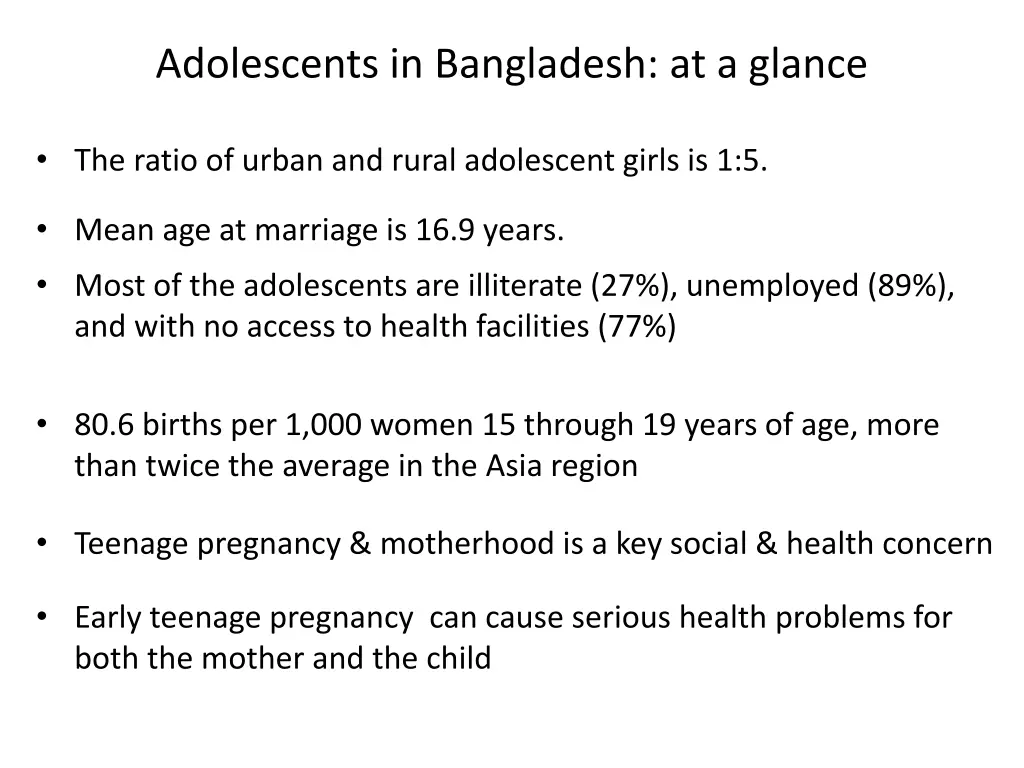 adolescents in bangladesh at a glance 1