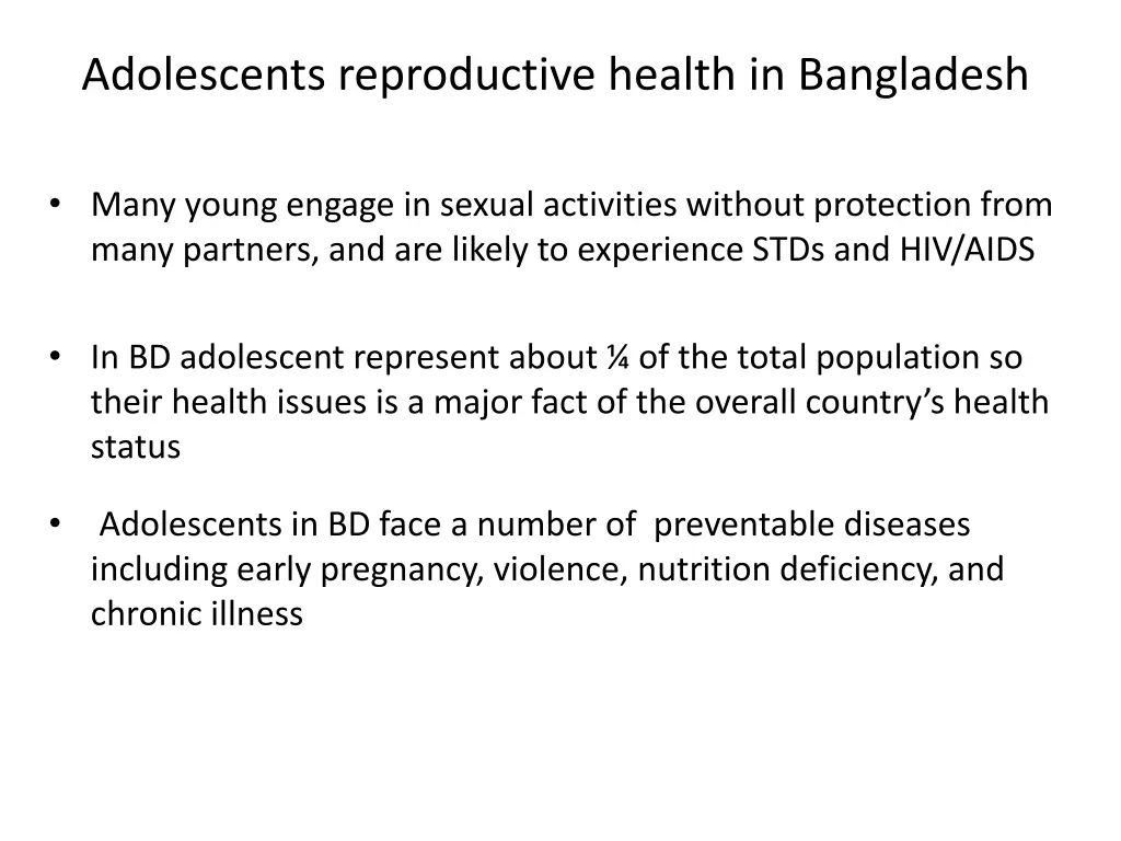 adolescents reproductive health in bangladesh 1