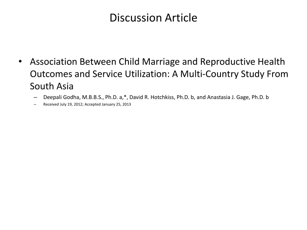 discussion article 1