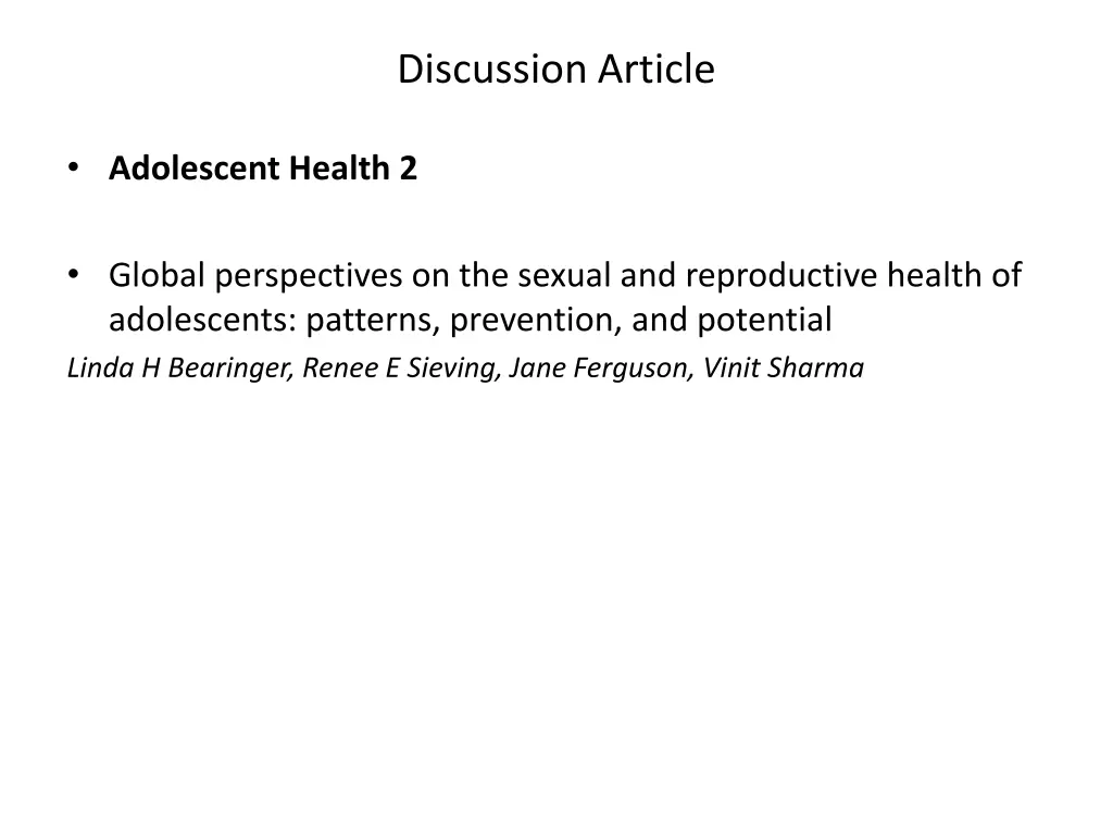 discussion article