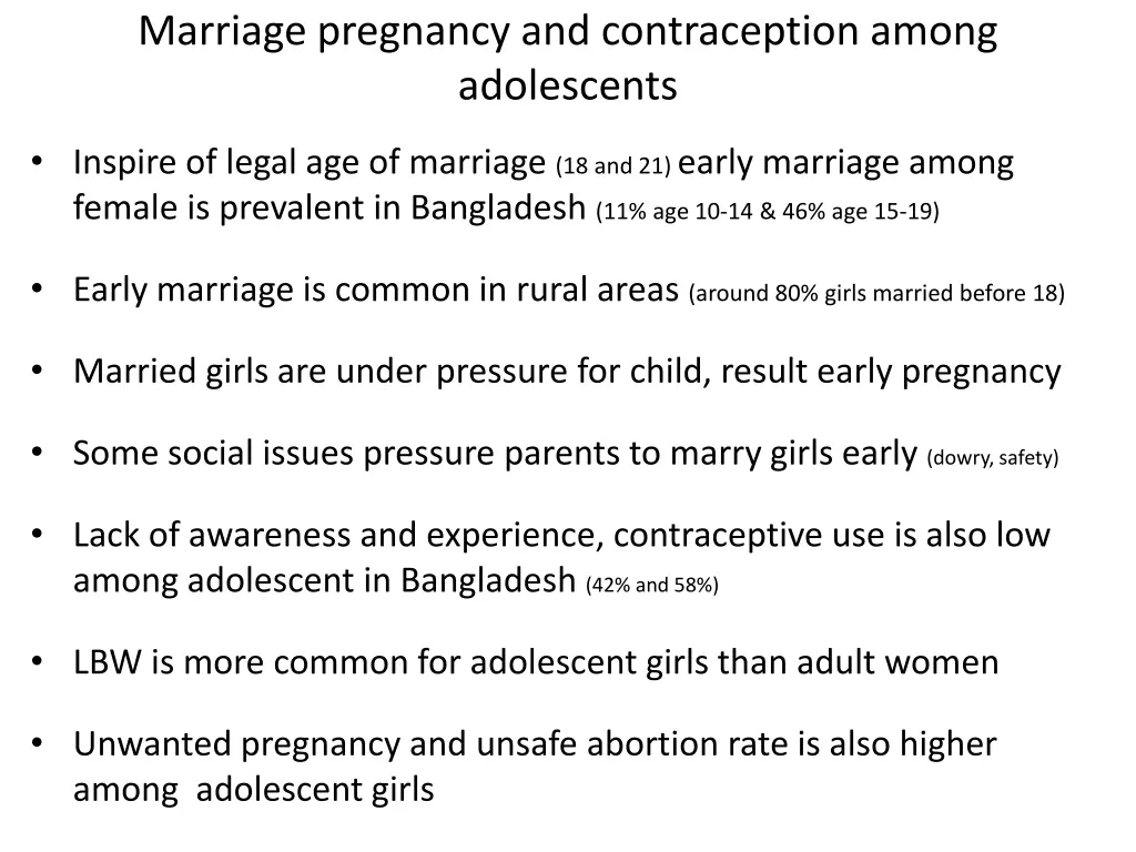 marriage pregnancy and contraception among