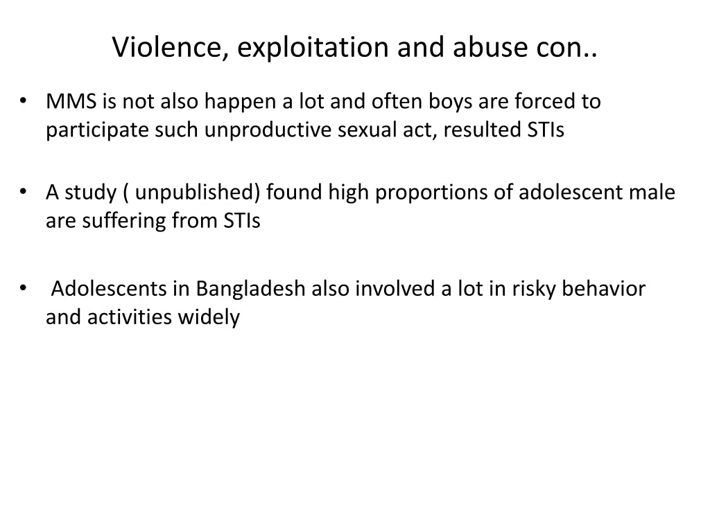 violence exploitation and abuse con