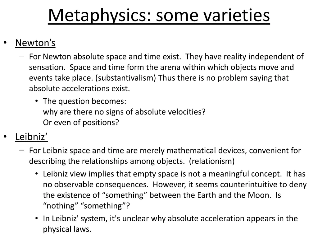 metaphysics some varieties