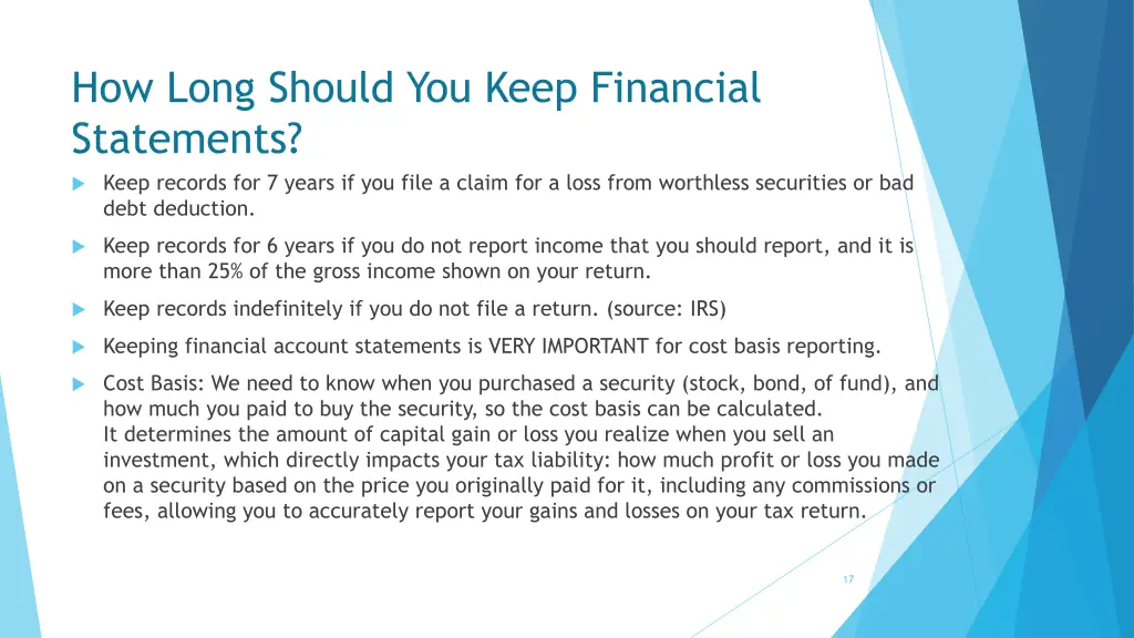 how long should you keep financial statements