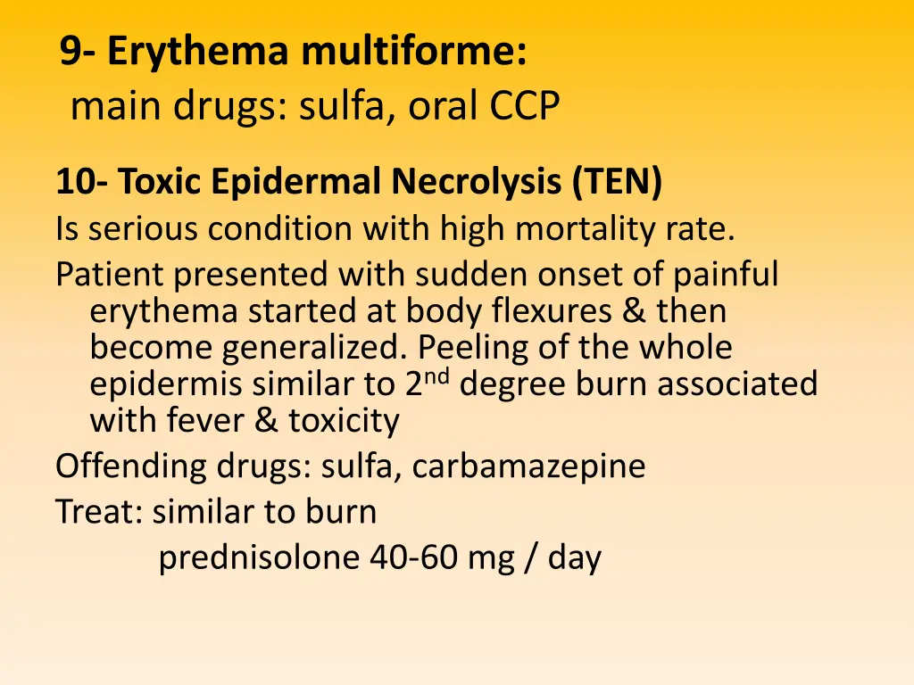 9 erythema multiforme main drugs sulfa oral ccp