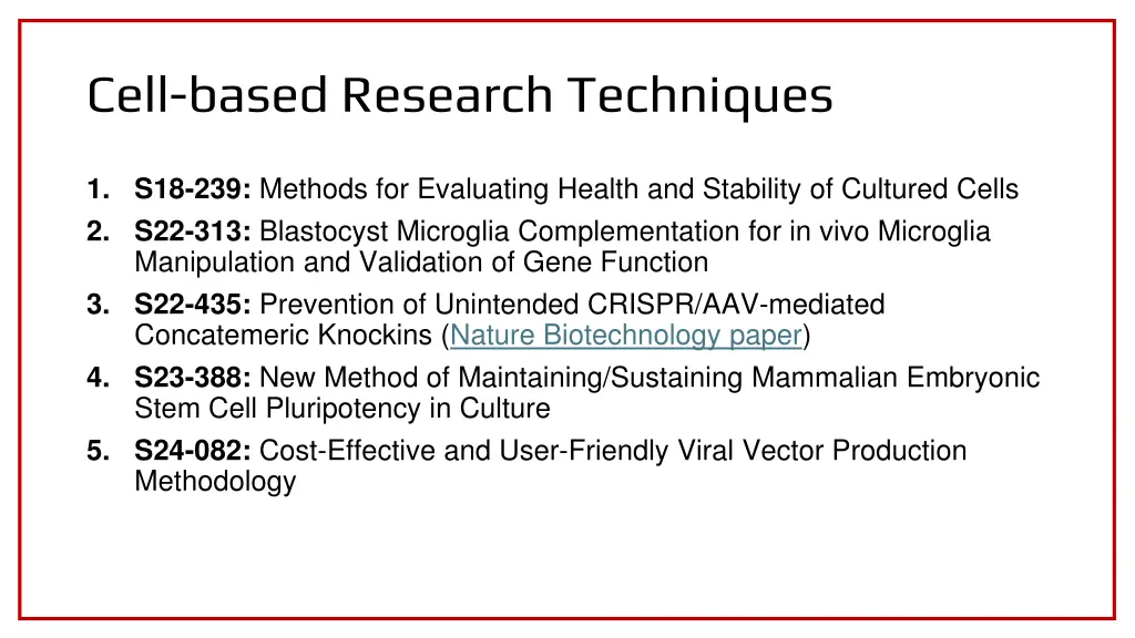 cell based research techniques