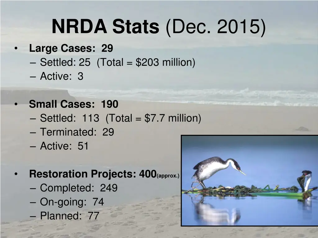 nrda stats dec 2015 large cases 29 settled
