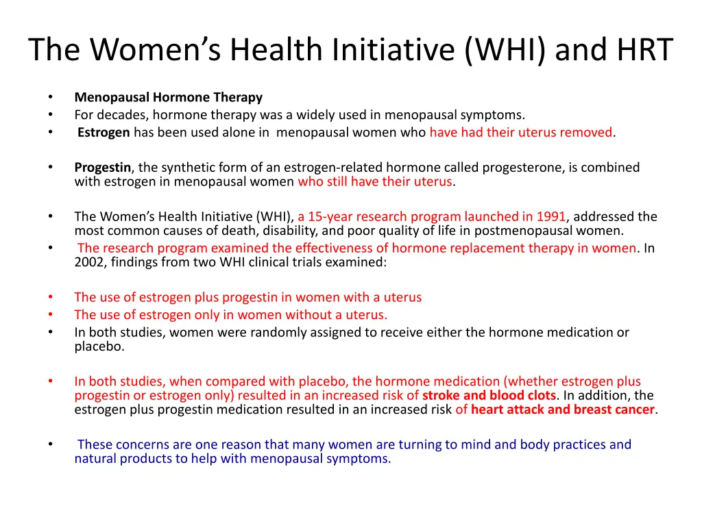 the women s health initiative whi and hrt
