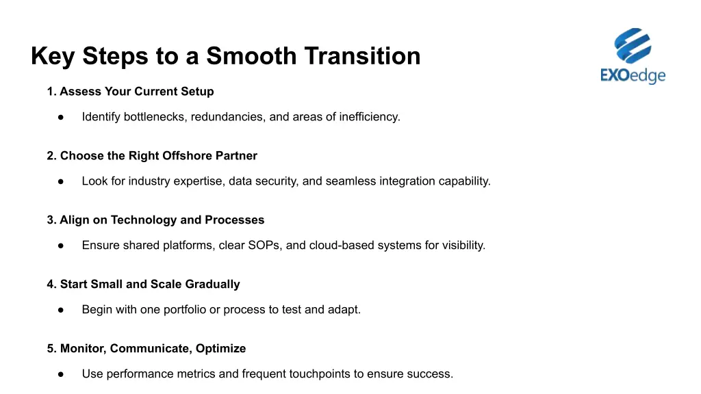 key steps to a smooth transition