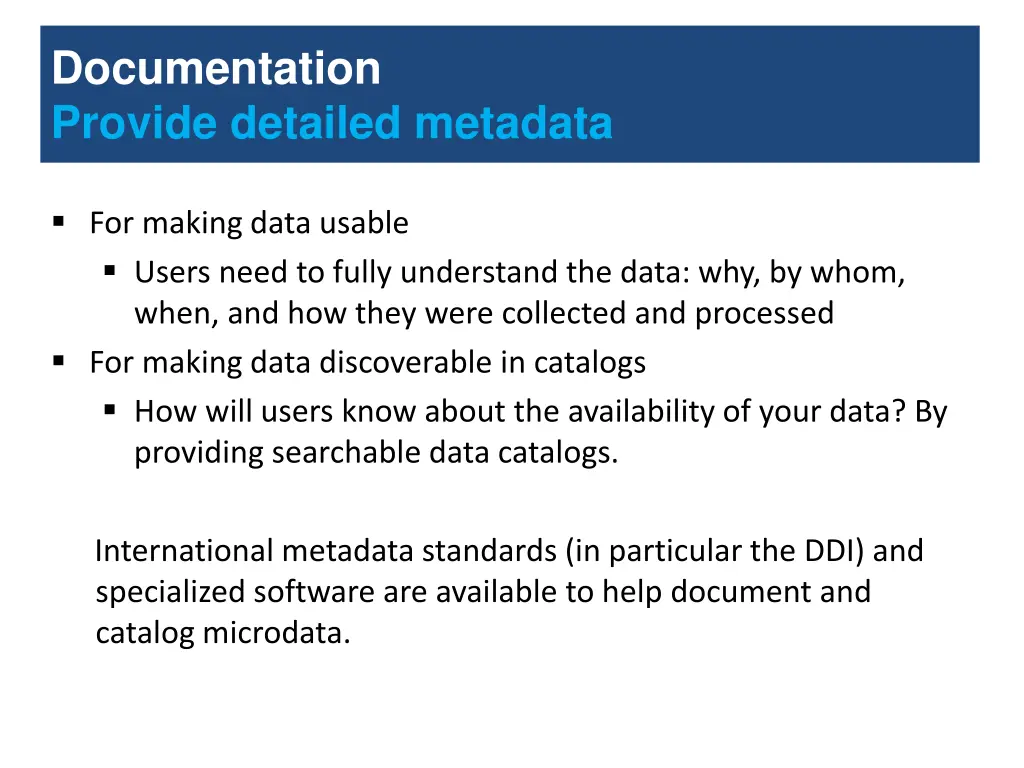 documentation provide detailed metadata