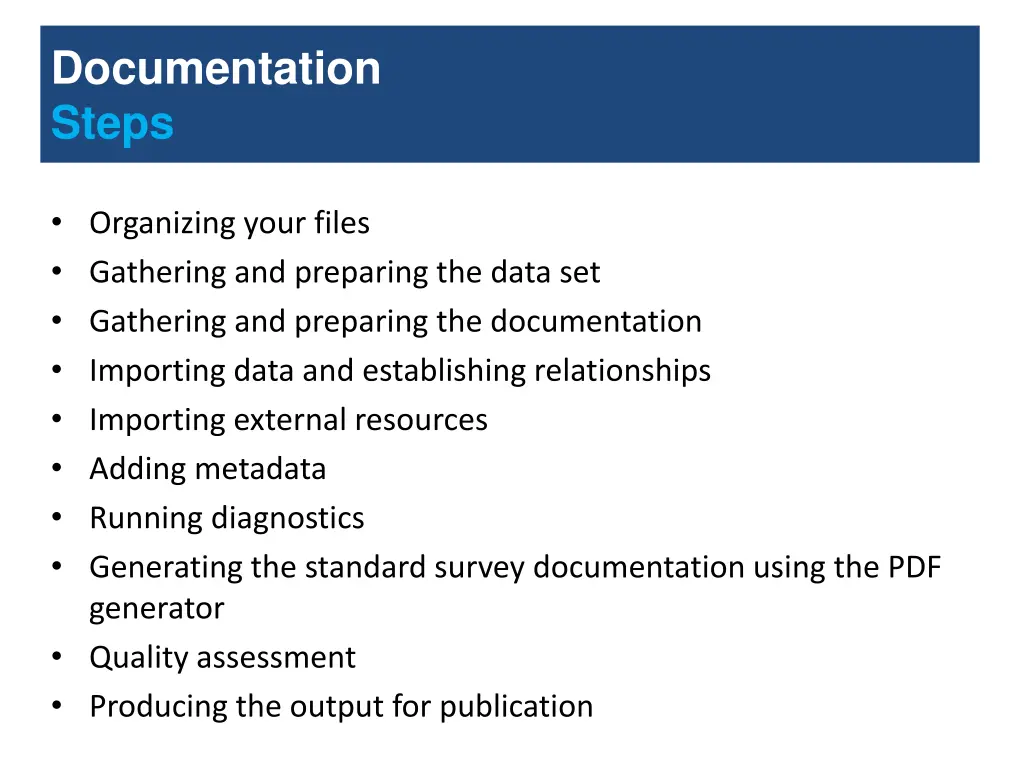 documentation steps