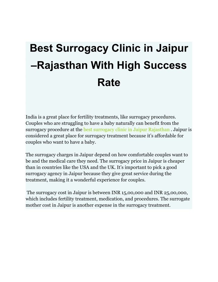 best surrogacy clinic in jaipur rajasthan with