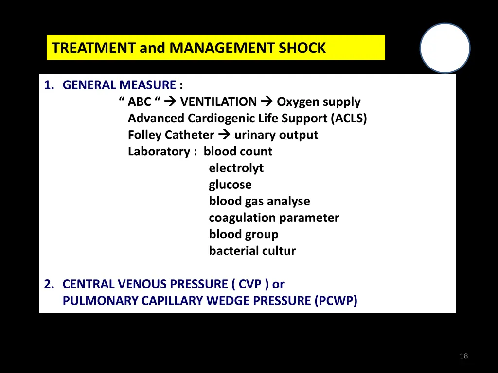 treatment and management shock