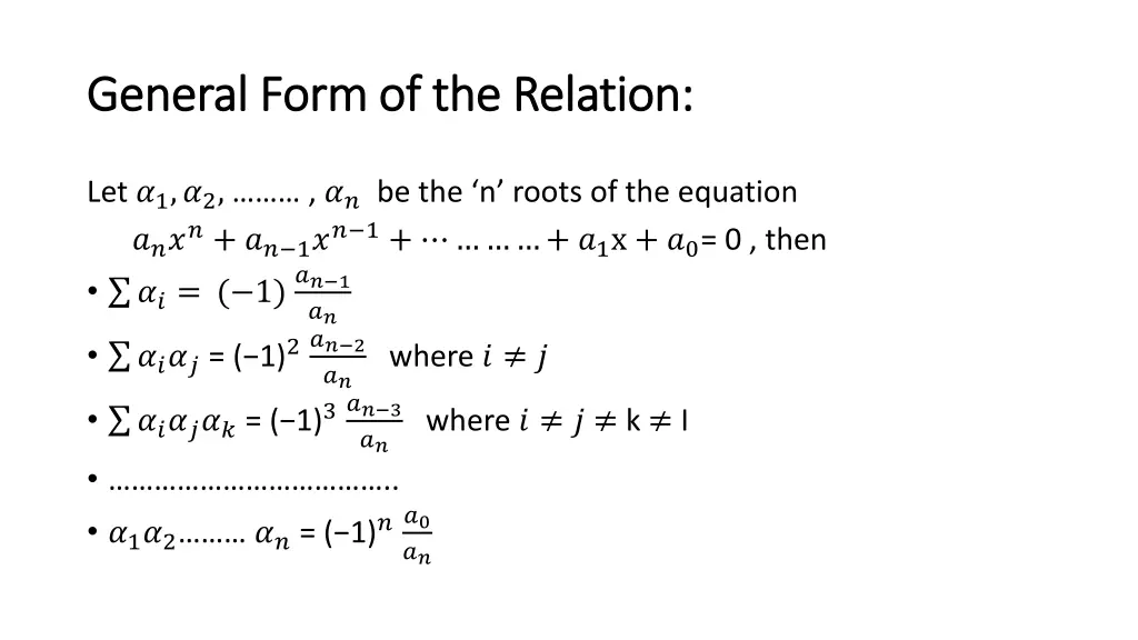 general form of the relation general form
