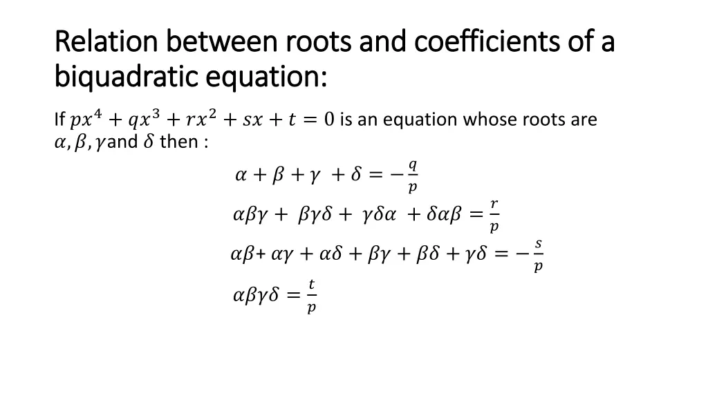 relation between roots and coefficients 2