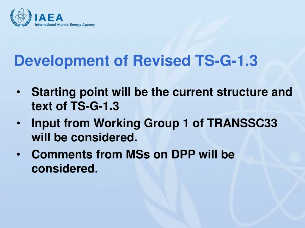 development of revised ts g 1 3